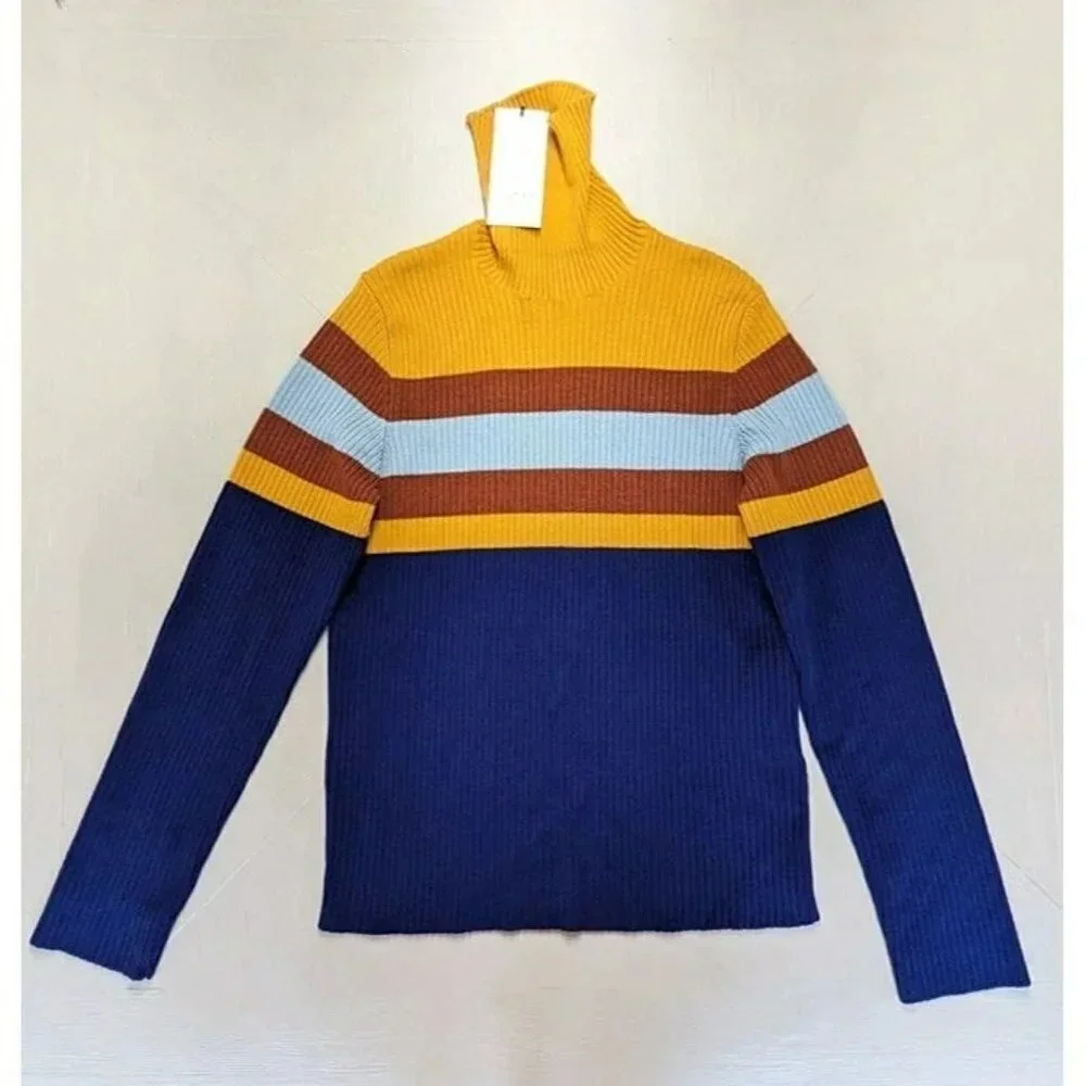 NWT Gucci Men's Wool Multi Striped Turtleneck Sweater Size S (MSRP $980)